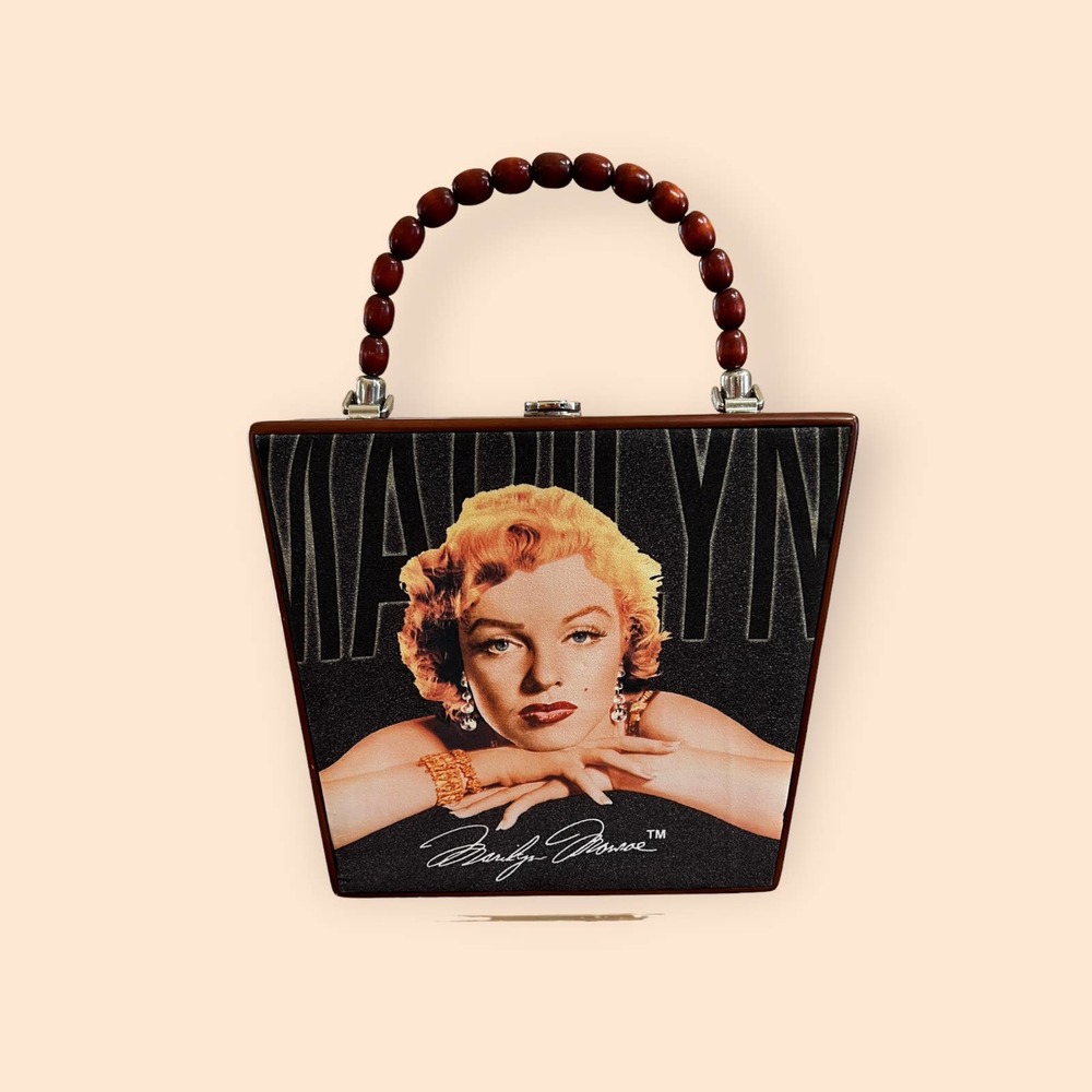 Vintage Marilyn Monroe Wooden Handbag Purse Tote Cielo Creations